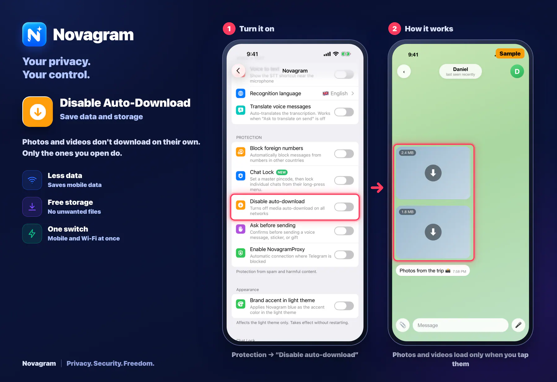Disable Auto-Download — Novagram card