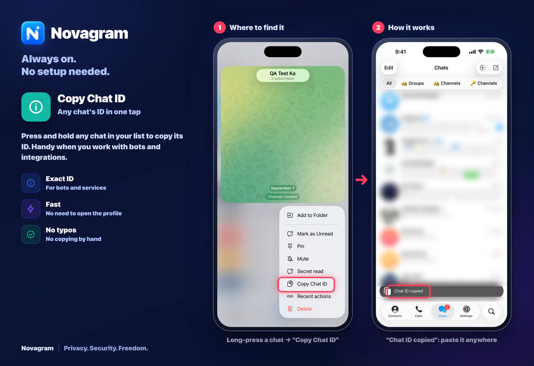 Copy Chat ID — Novagram card