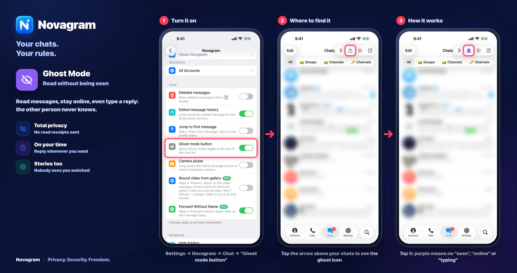 Ghost Mode — Novagram card