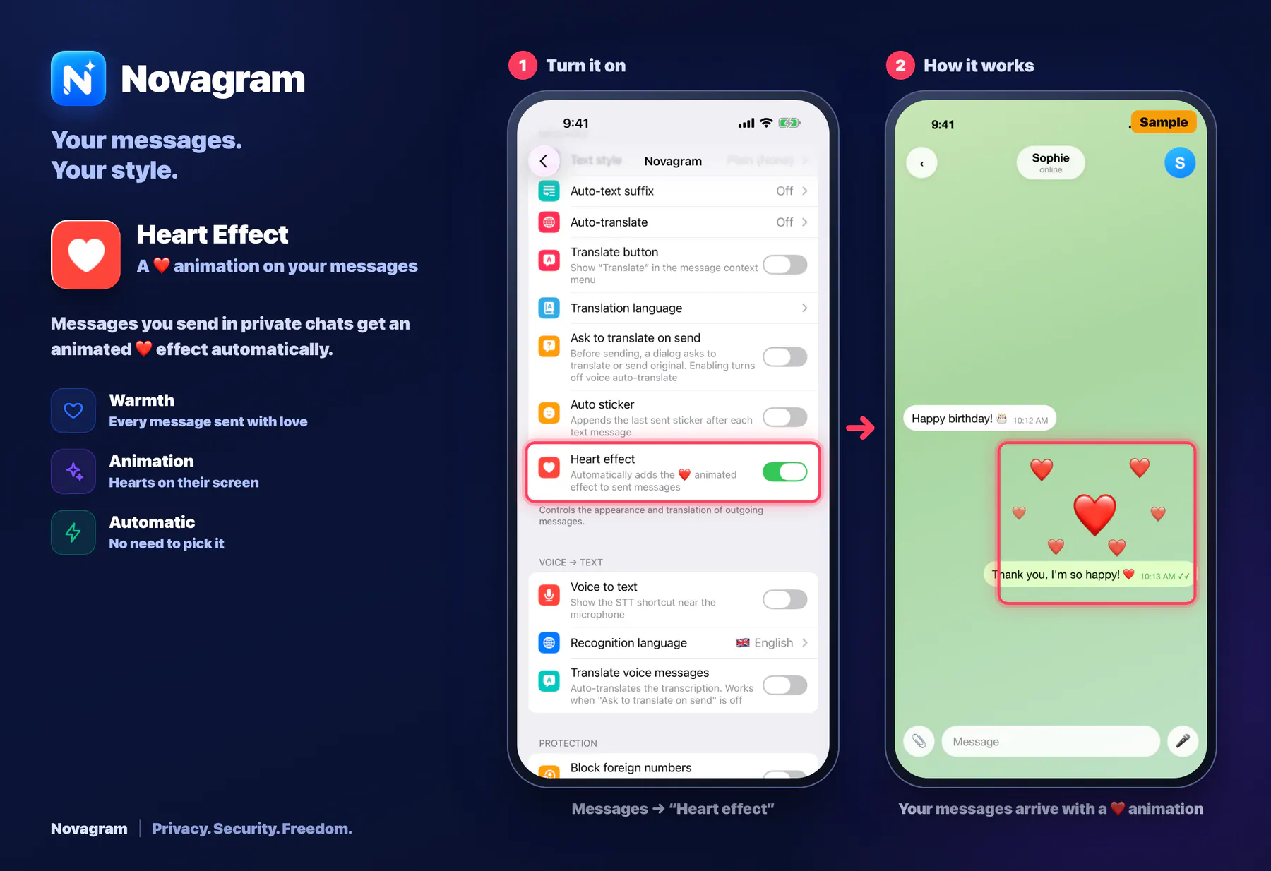 Heart Effect — Novagram card