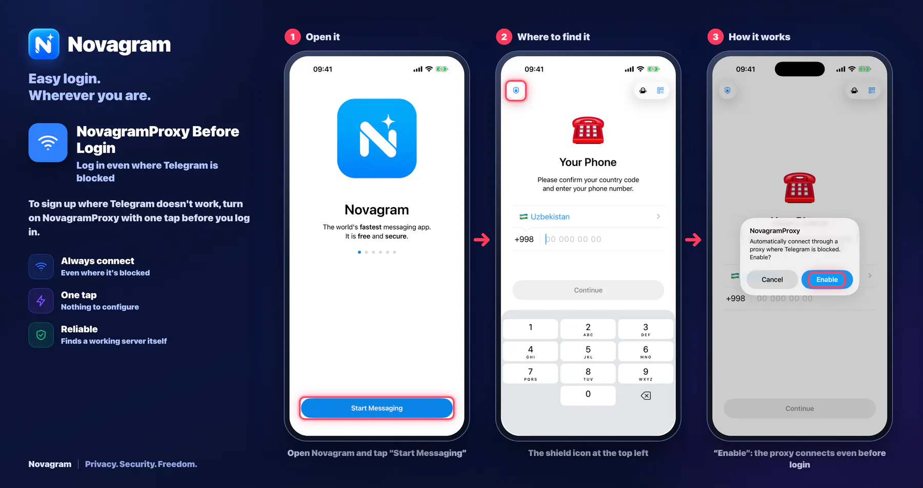 NovagramProxy Before Login — Novagram card
