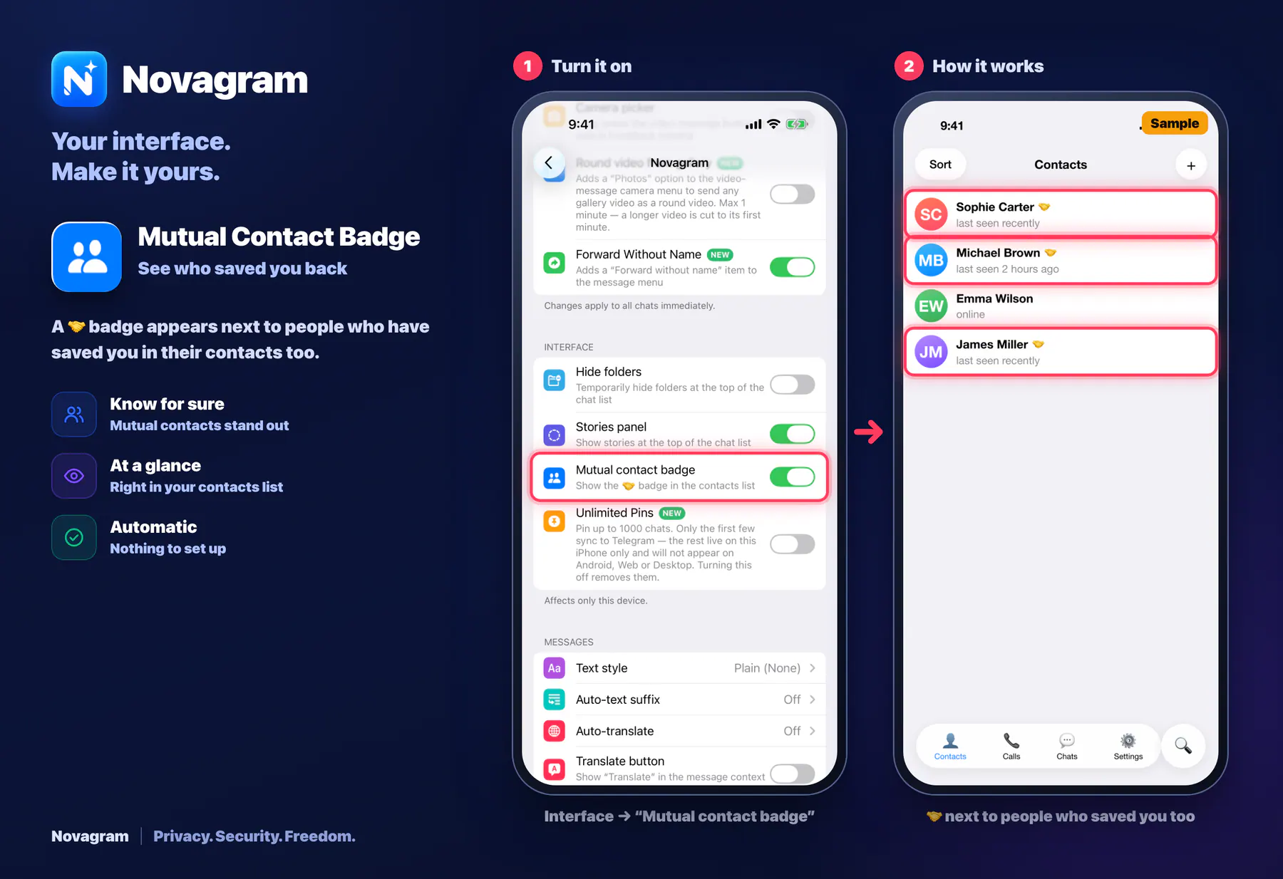 Mutual Contact Badge — Novagram card