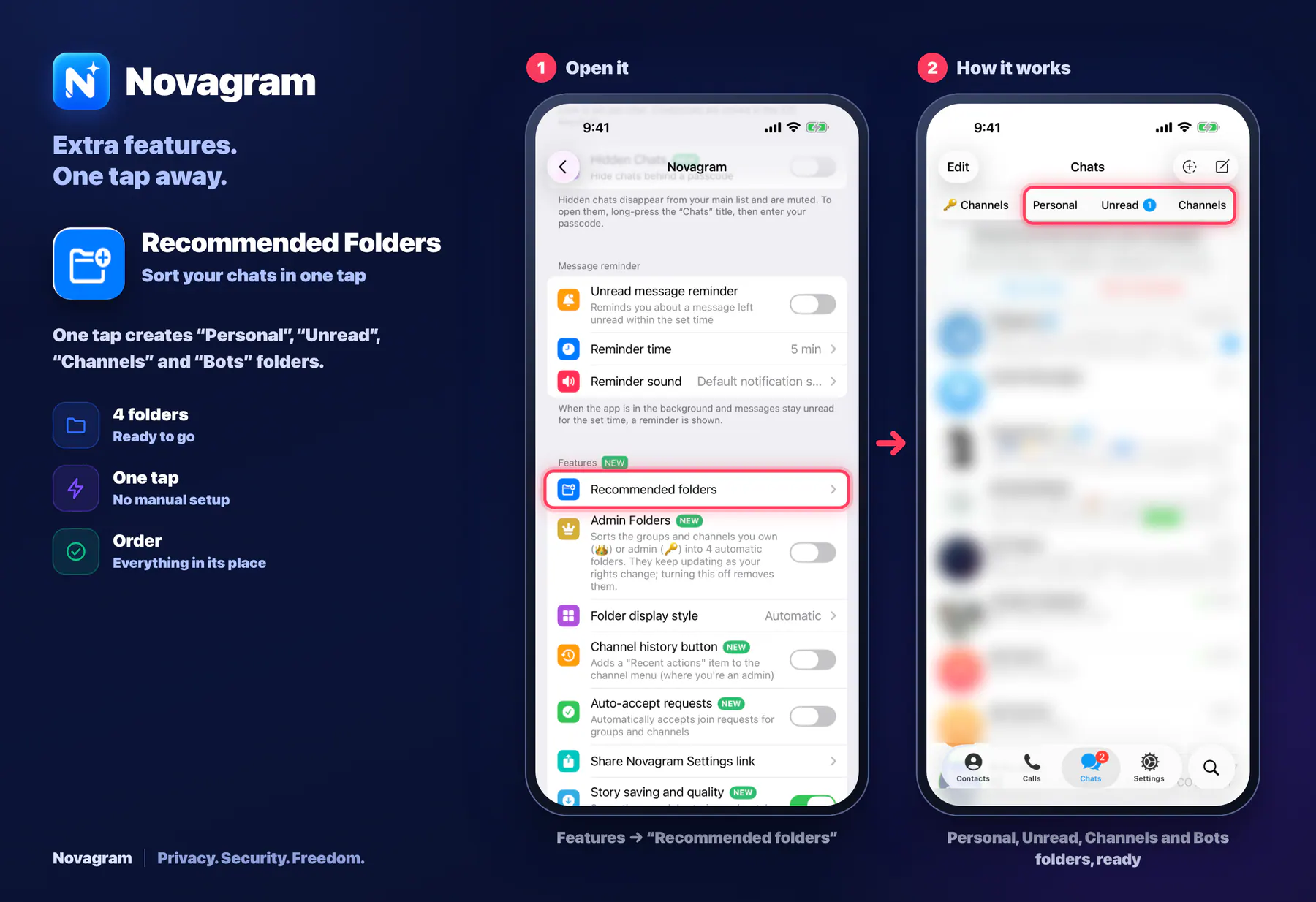 Recommended Folders — Novagram card