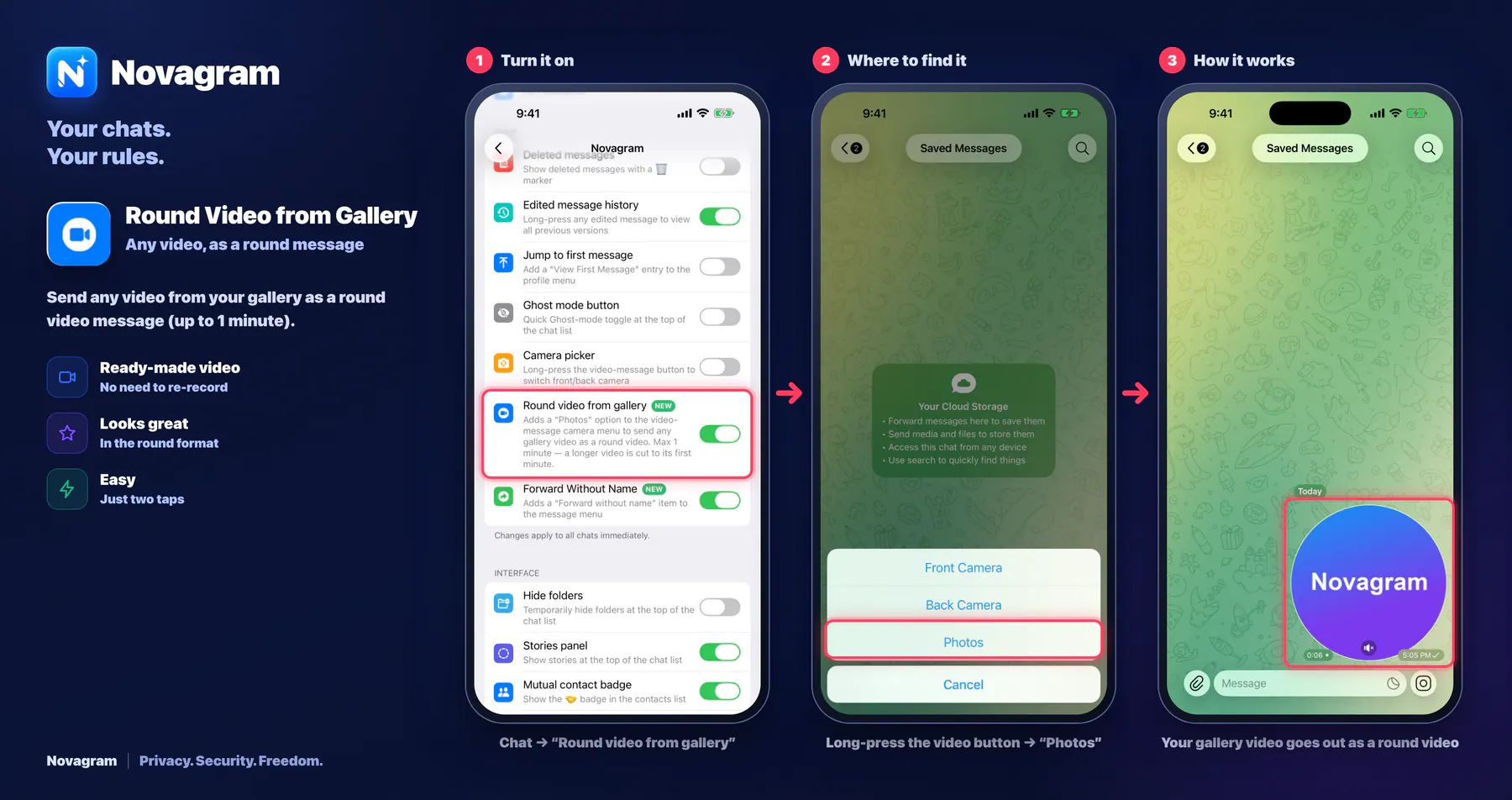 Round Video from Gallery — Novagram card
