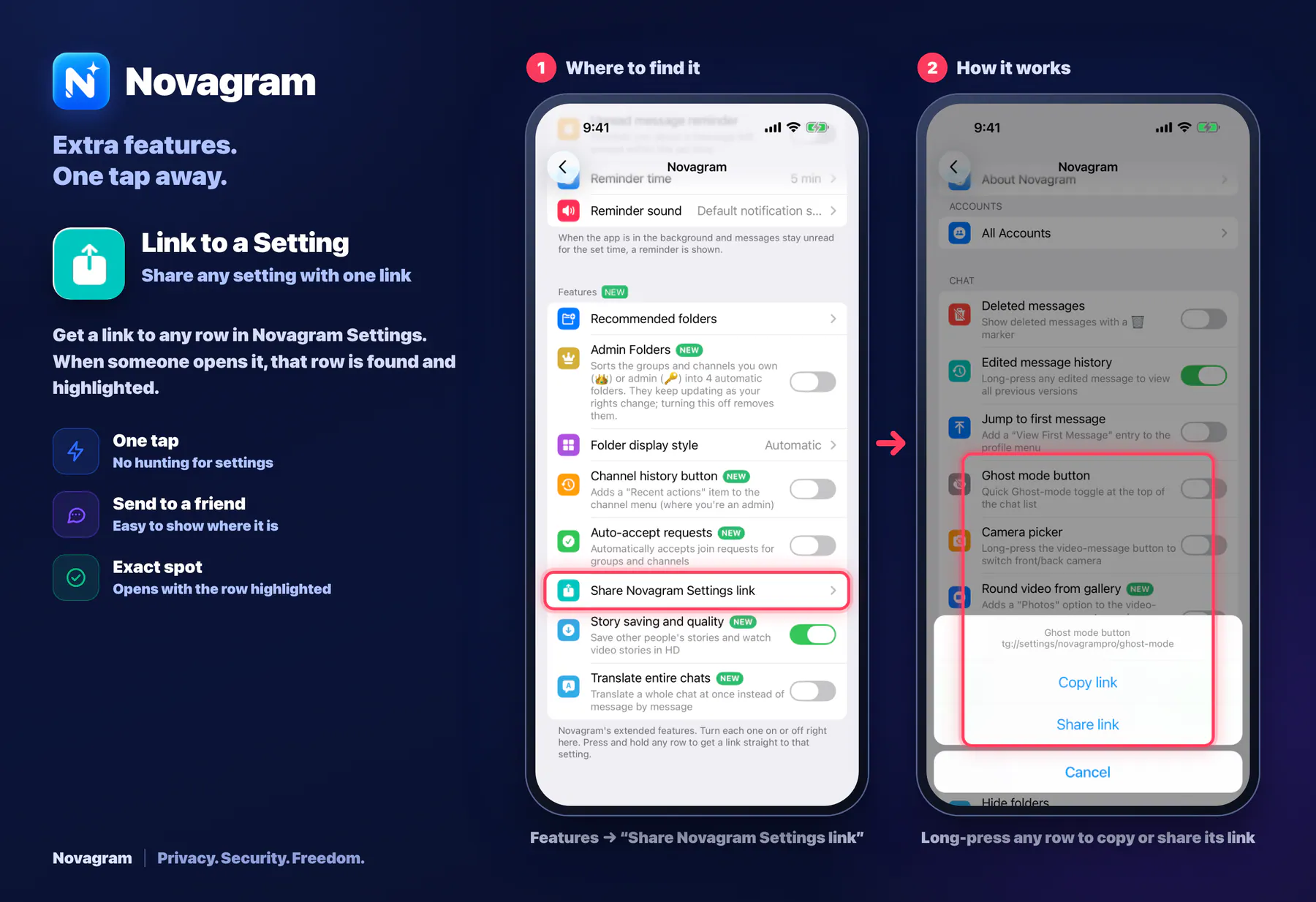 Link to a Setting — Novagram card
