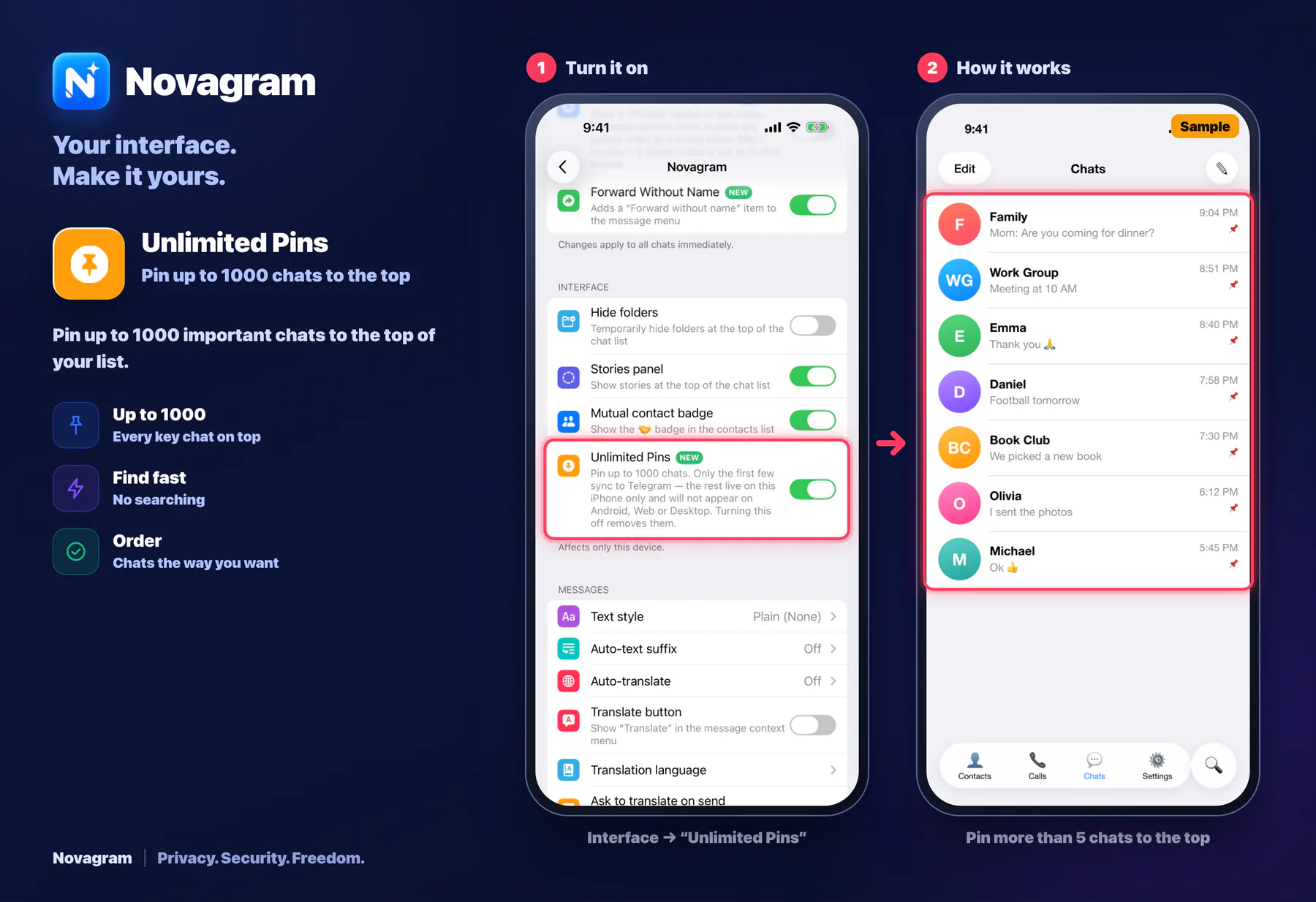 Unlimited Pins — Novagram card