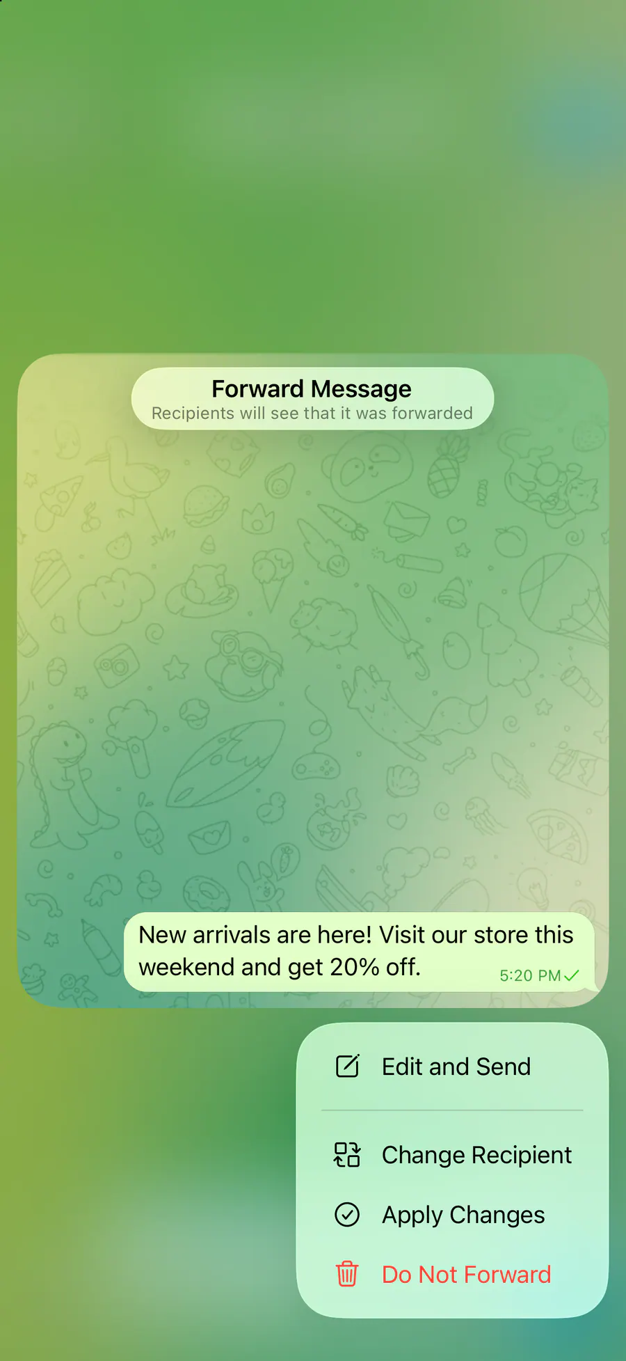 Tap the forward bar → “Edit and Send”