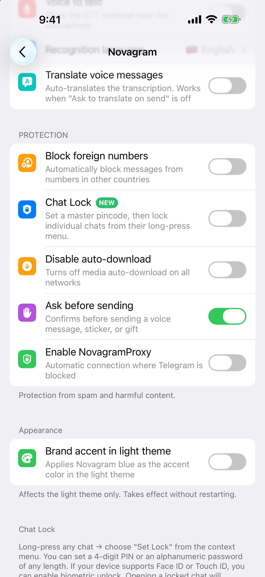 Protection → “Ask before sending”