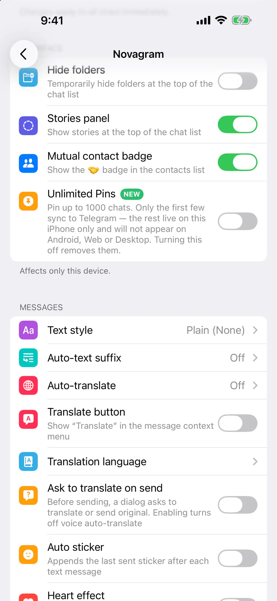 Messages → “Text style”