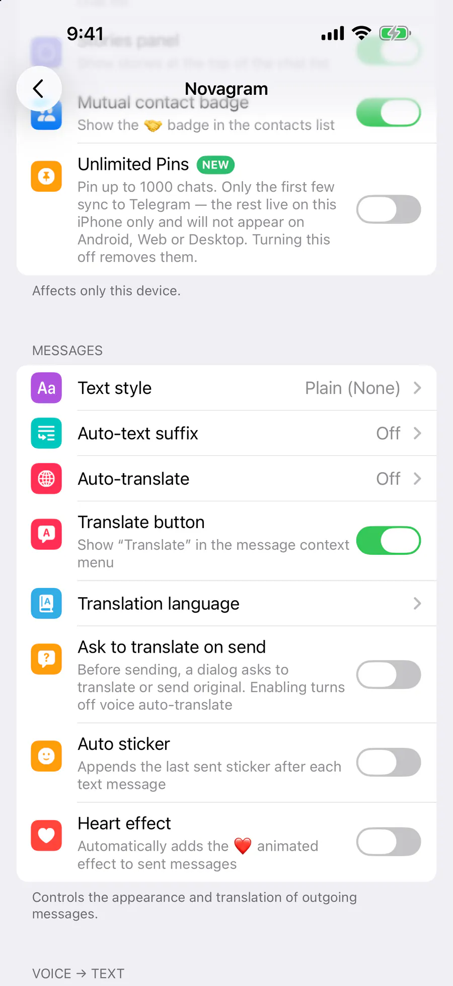 Messages → “Translate button”