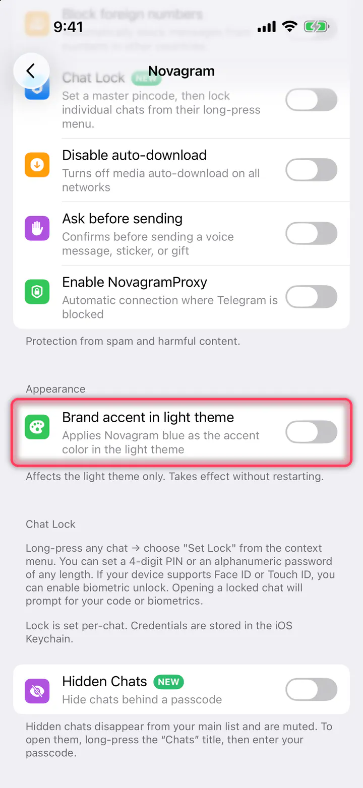 Turn on “Brand accent in light theme”