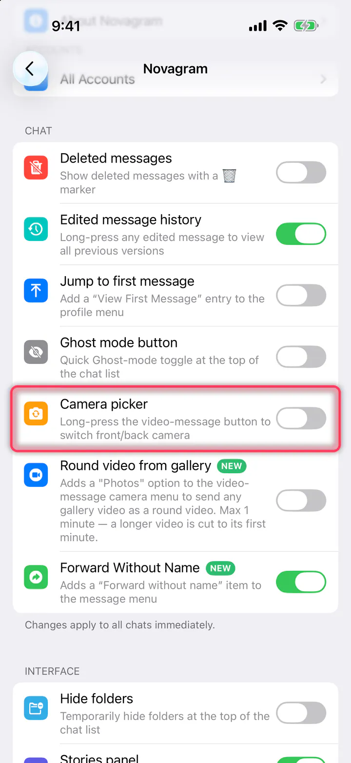 Turn on “Camera picker”