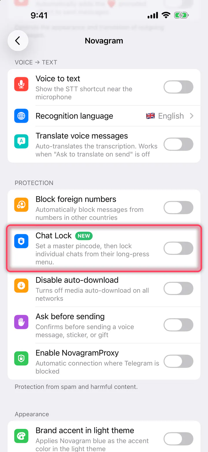 Turn on “Chat Lock”