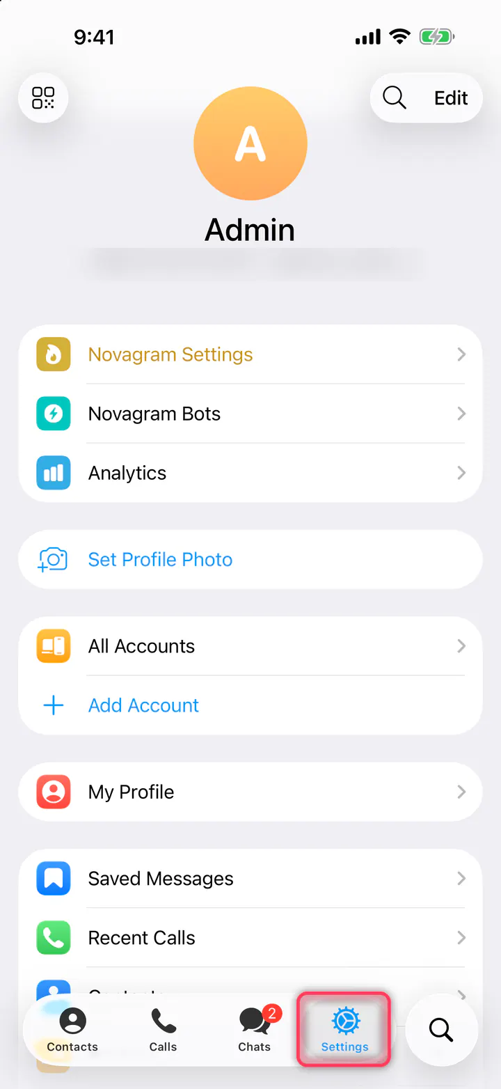 Tap “Settings”