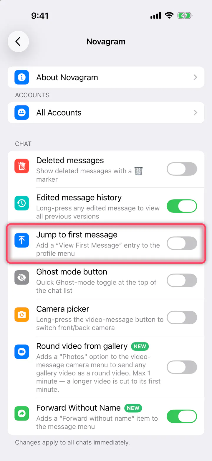Turn on “Jump to first message”