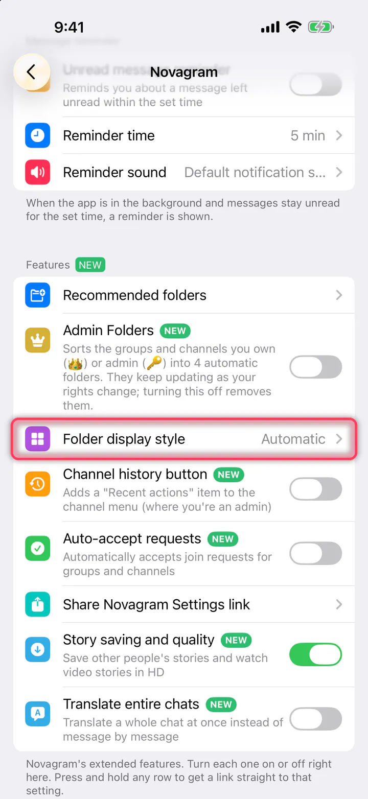 Tap “Folder display style”