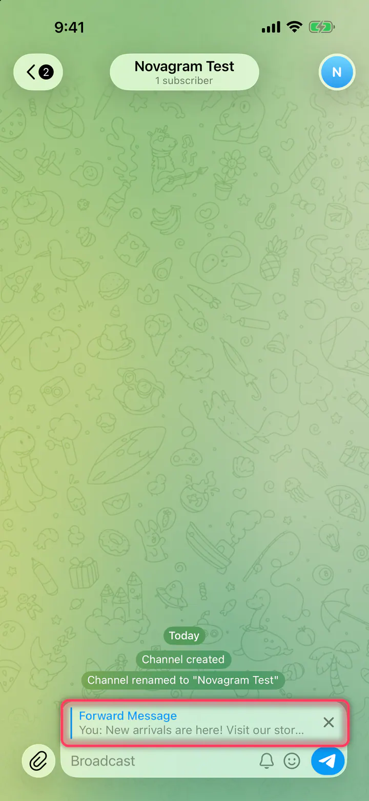 Tap the “Forward Message” bar