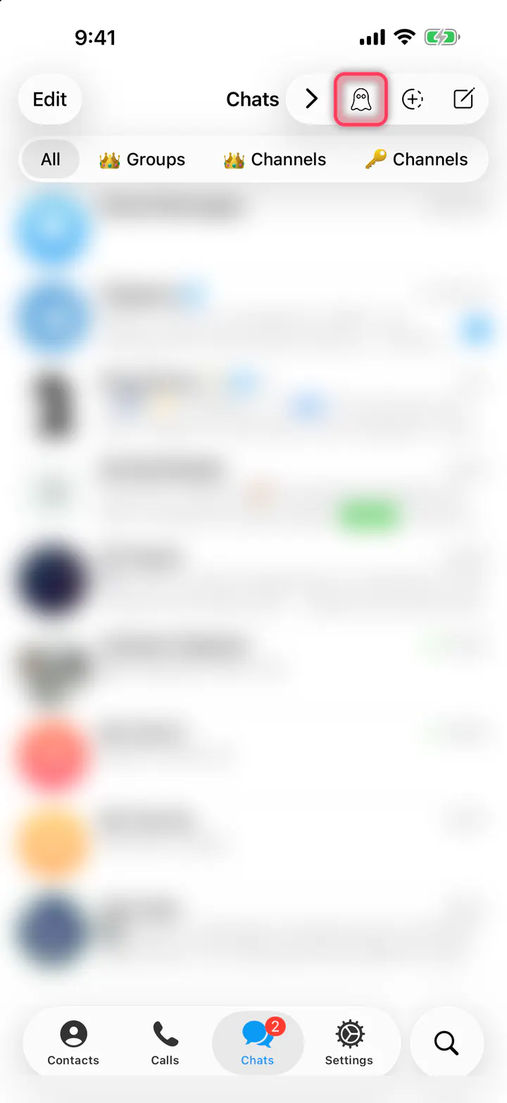Tap the ghost icon