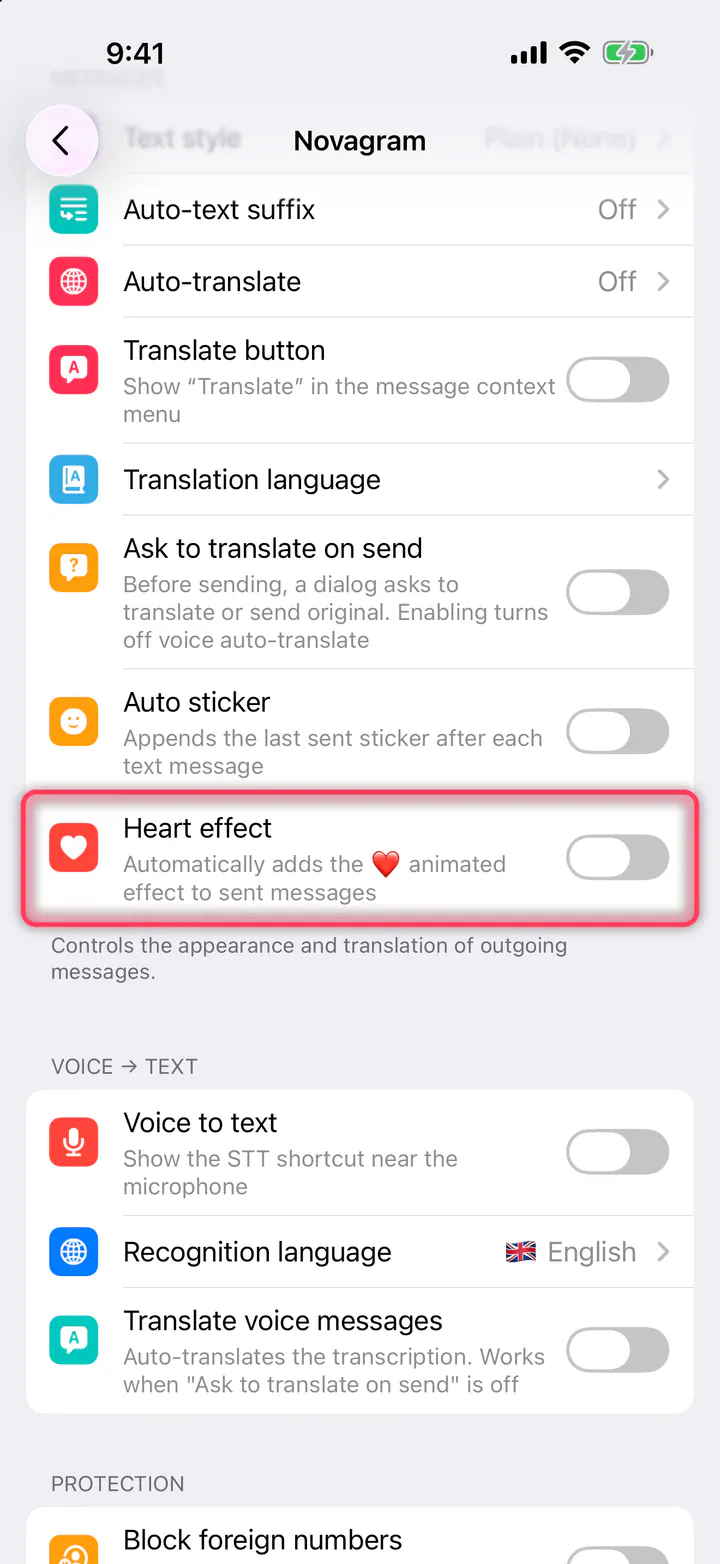 Turn on “Heart effect”