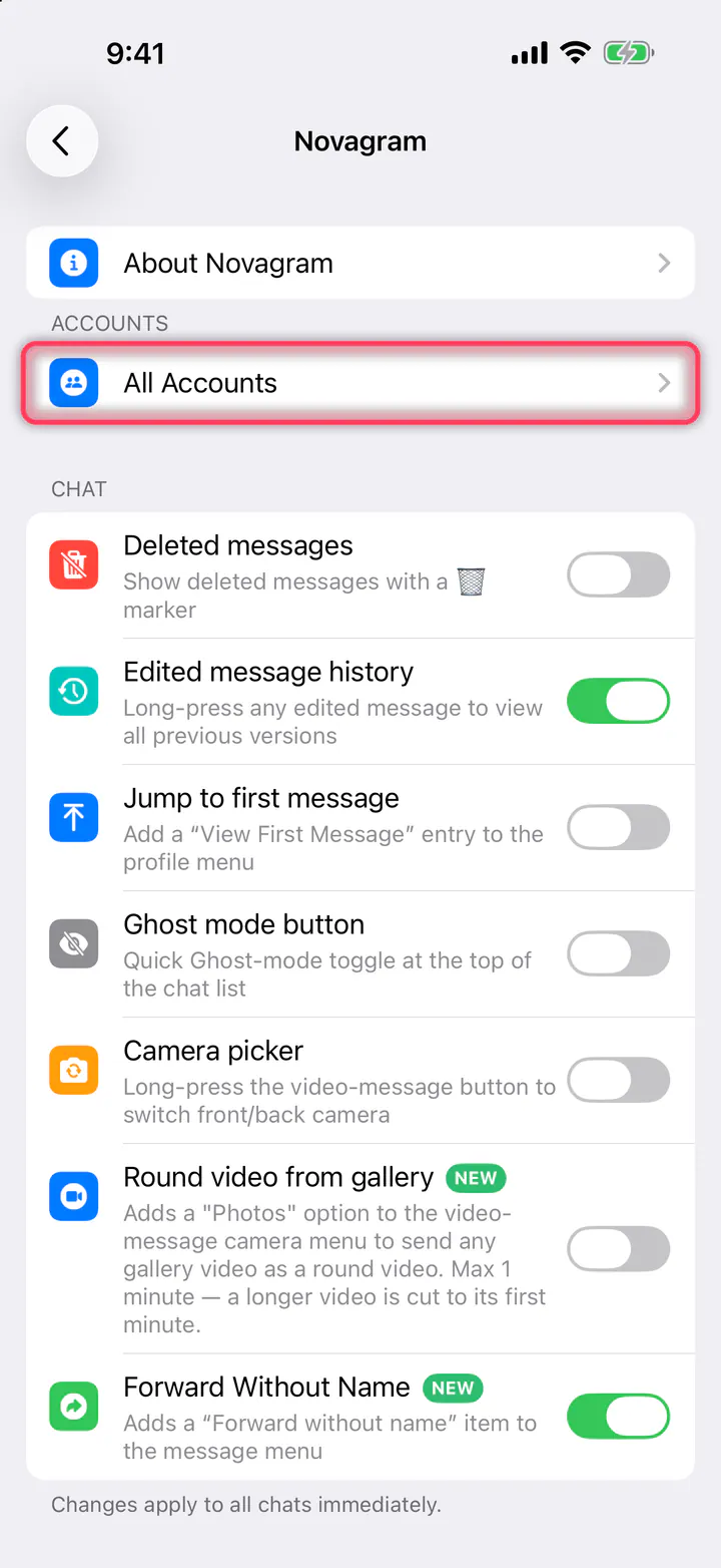 Tap “All Accounts”
