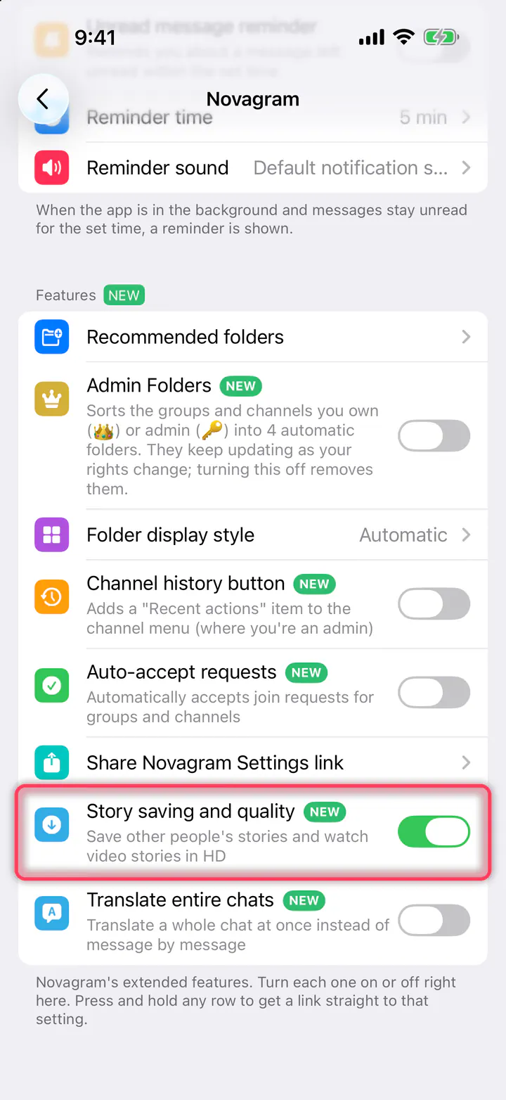 Turn on “Story saving and quality”