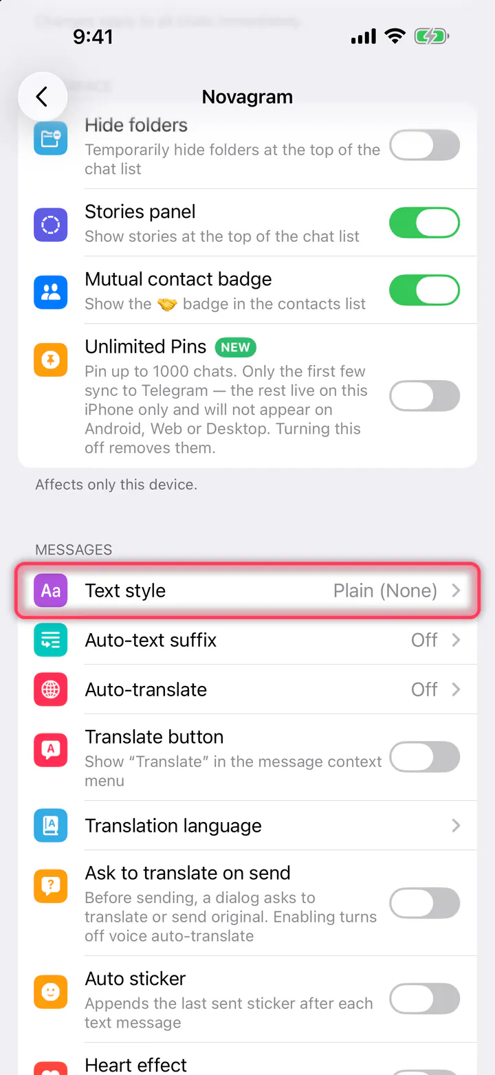 Tap “Text style”