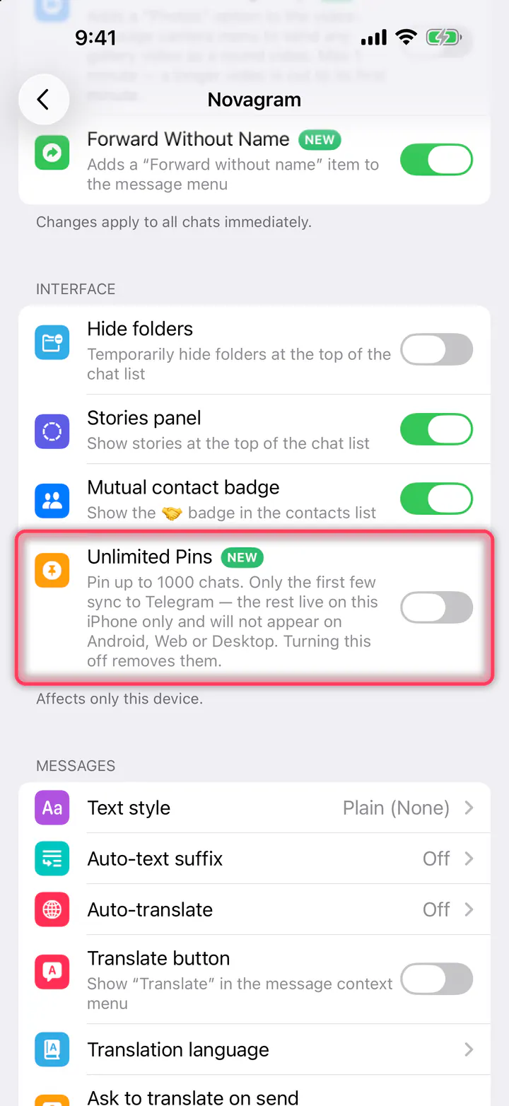 Turn on “Unlimited Pins”