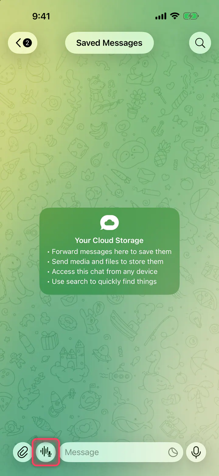 Tap the button next to the message field and speak
