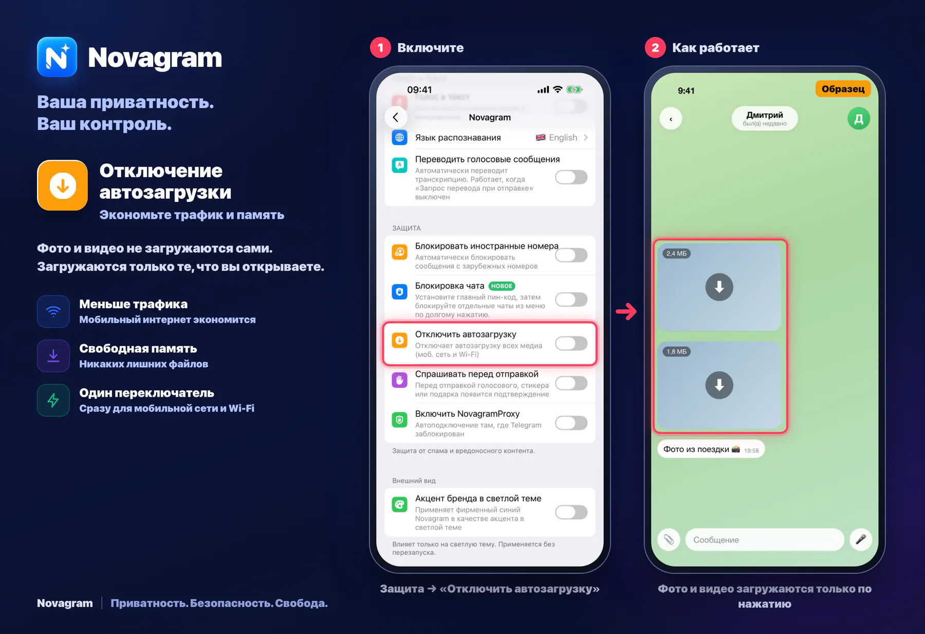 Отключение автозагрузки — карточка Novagram