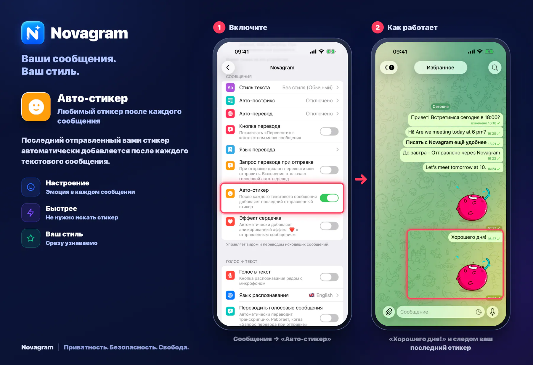 Авто-стикер — карточка Novagram