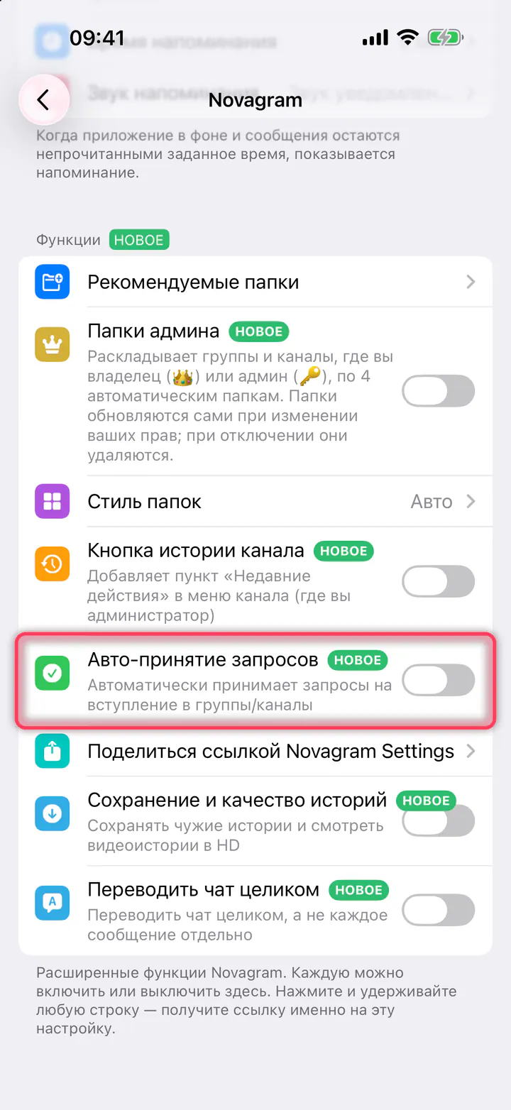 Включите «Авто-принятие запросов»