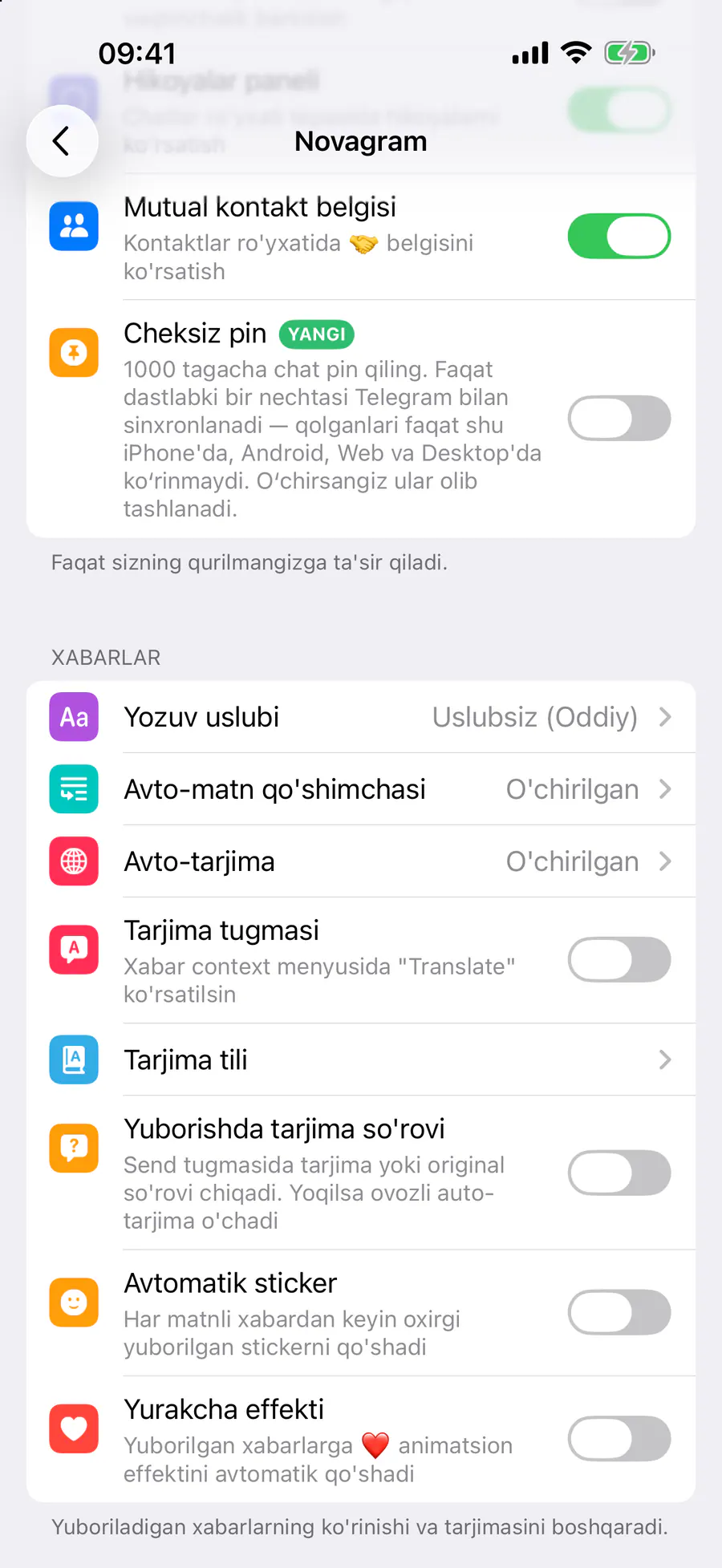Xabarlar → «Avto-tarjima»
