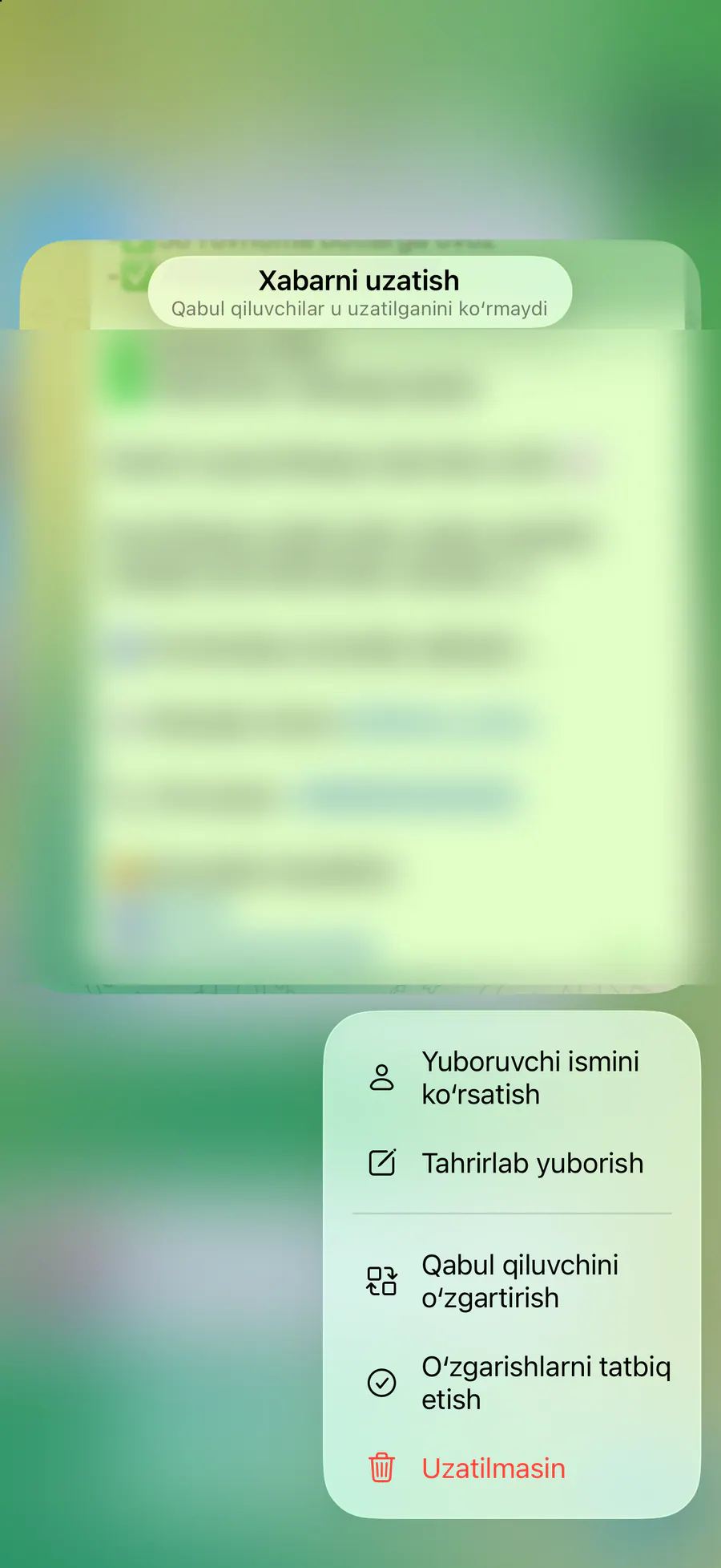 Forward panelini bosing → «Tahrirlab yuborish»