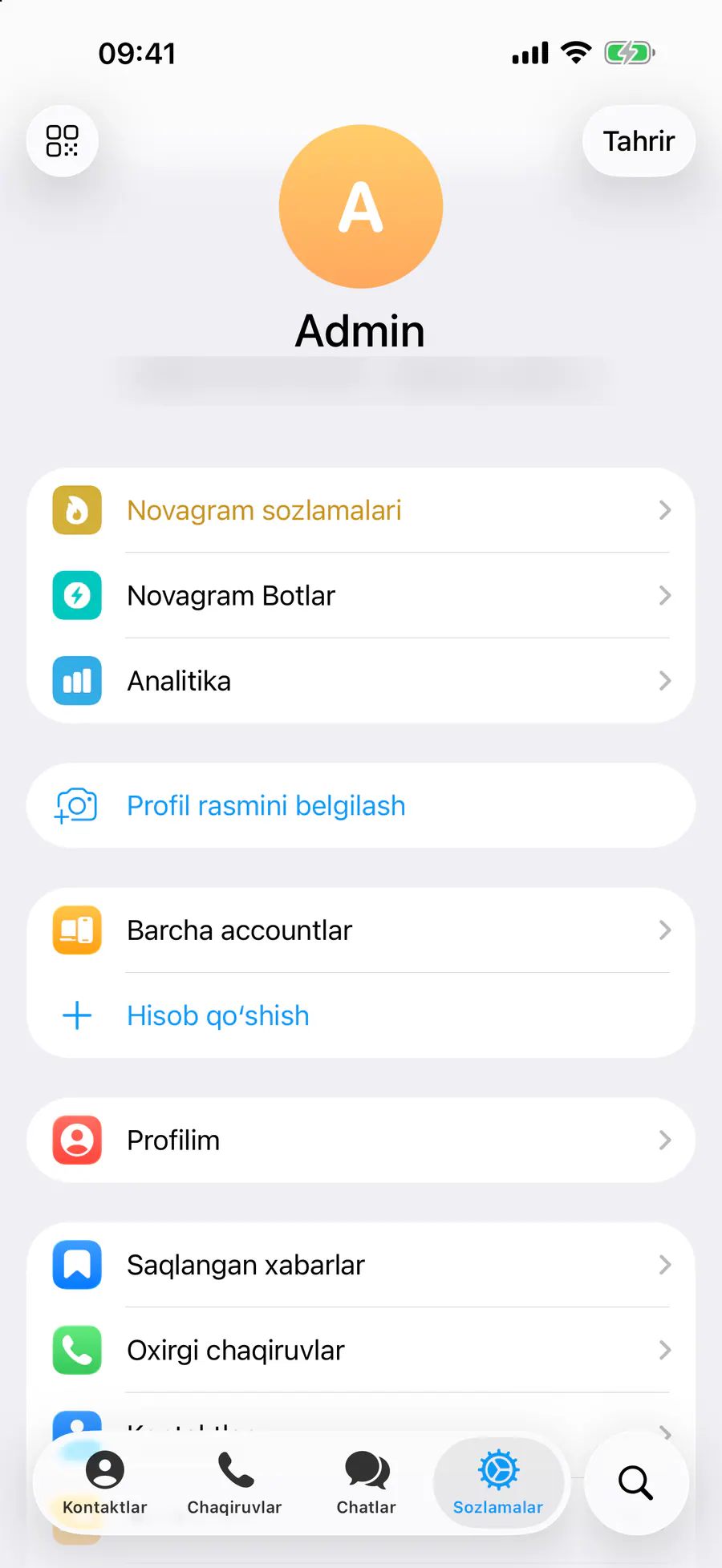 Sozlamalar → «Analitika»