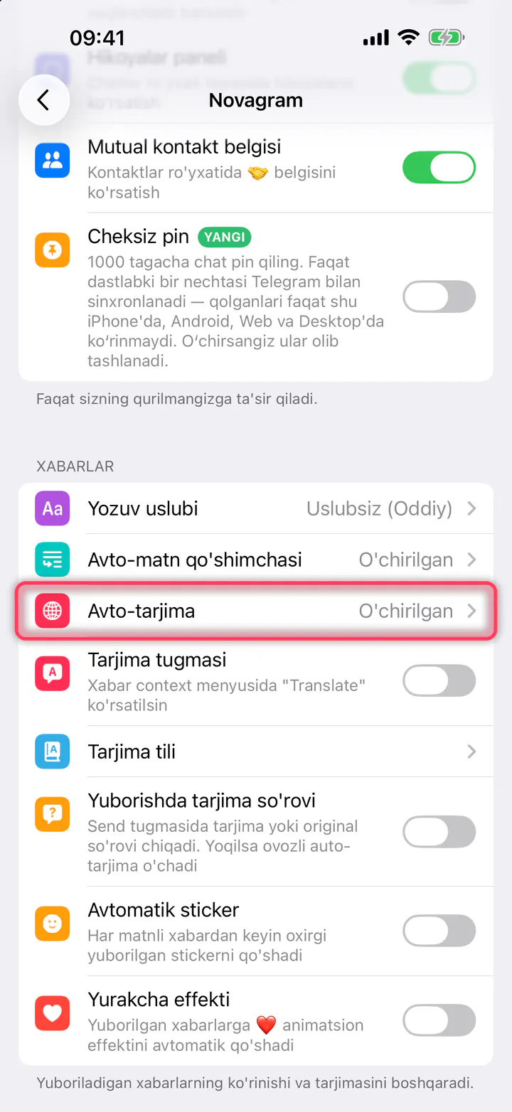 «Avto-tarjima» ni bosing