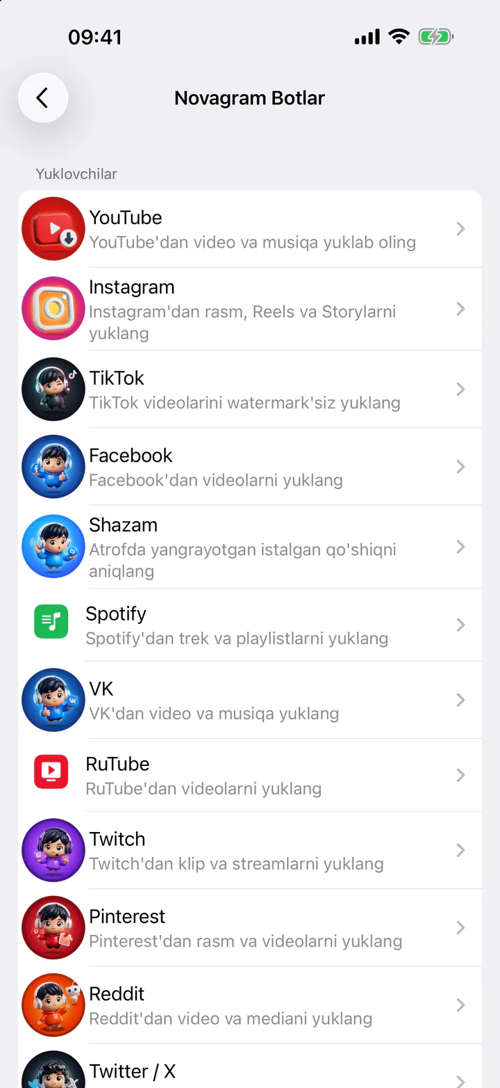 Kerakli botni tanlang