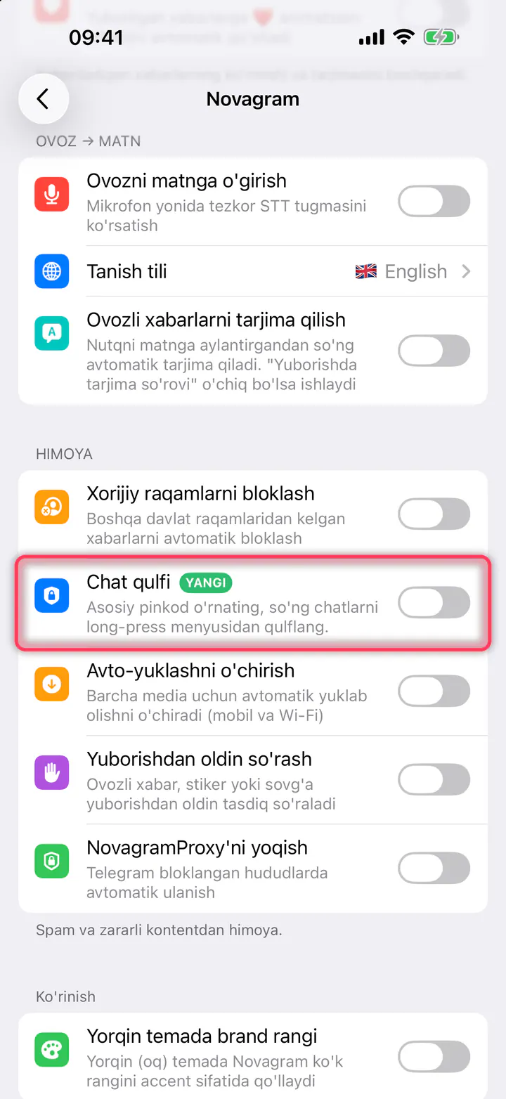 «Chat qulfi» ni yoqing