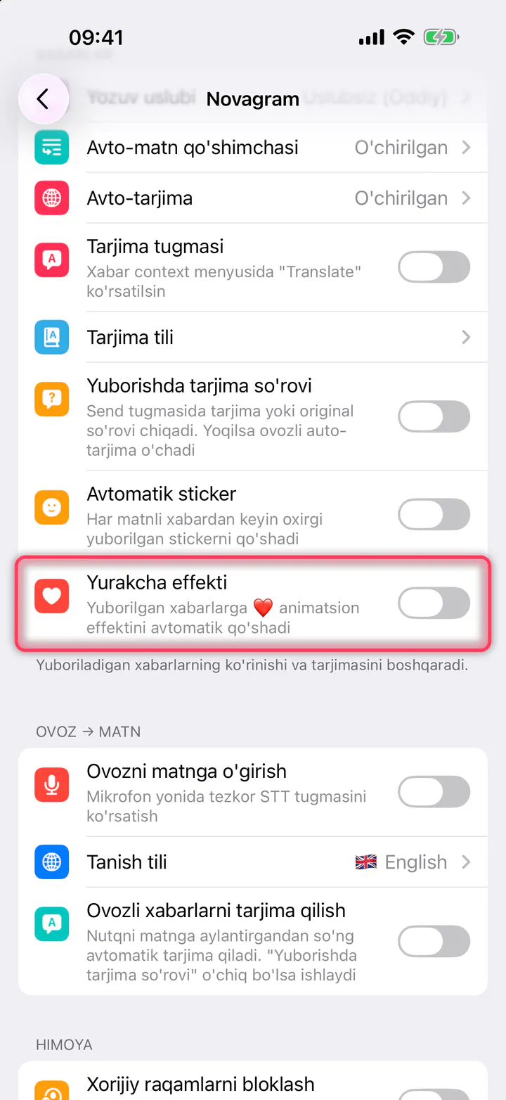 «Yurakcha effekti» ni yoqing
