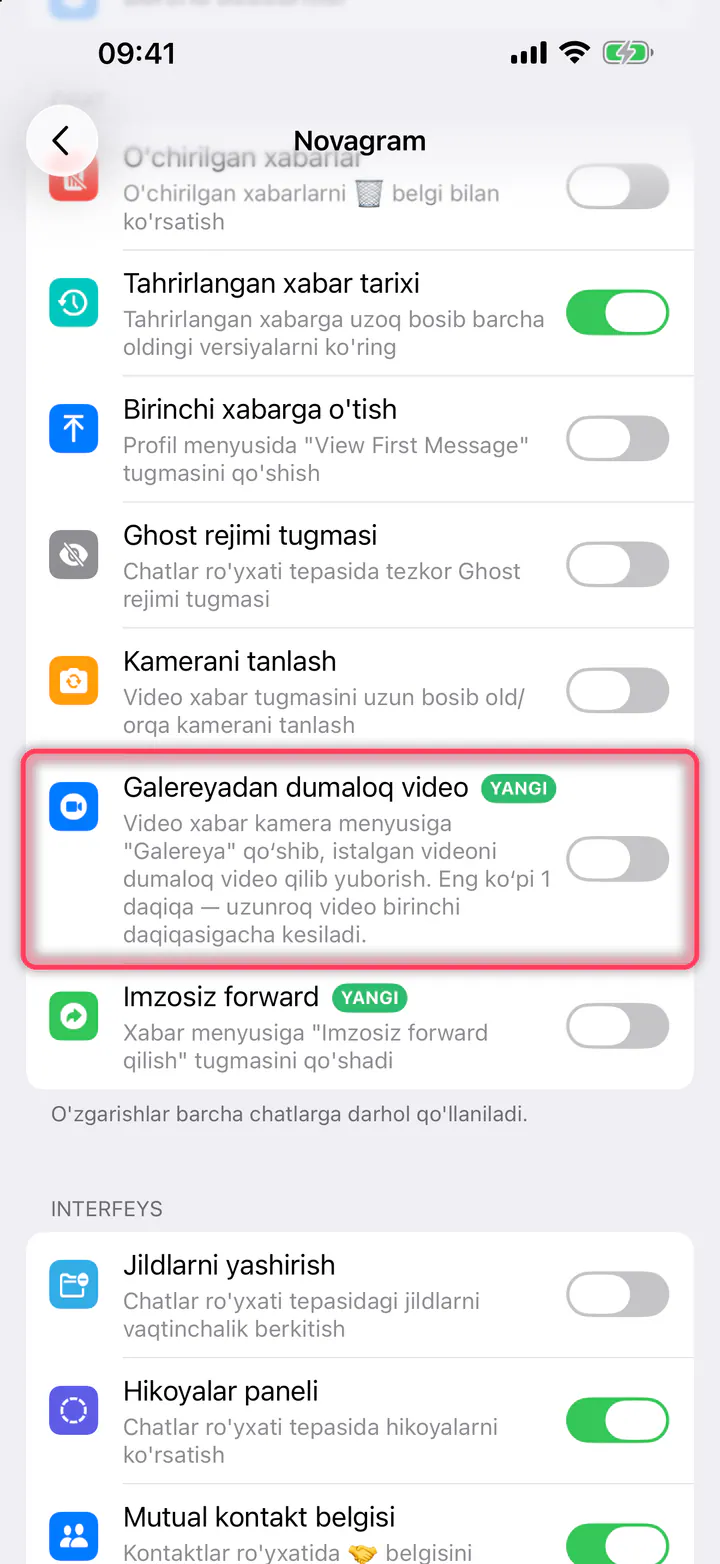 «Galereyadan dumaloq video» ni yoqing