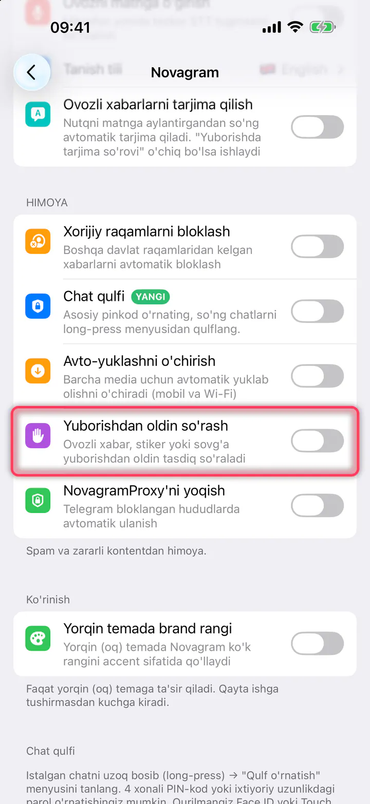 «Yuborishdan oldin so'rash» ni yoqing