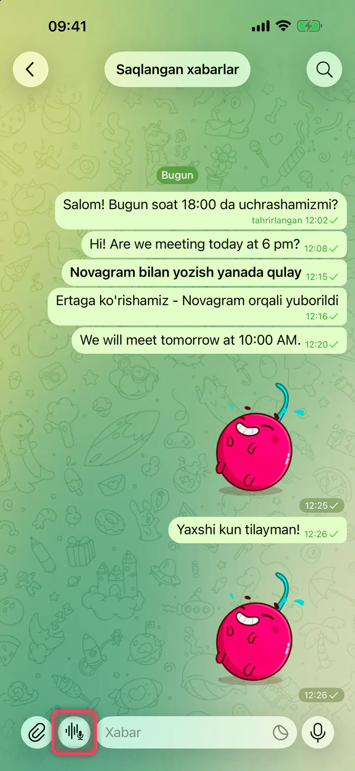 Ovoz qaysi tilda tanilishini tanlang